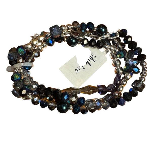 Style & Co Black and Silver Beaded Bracelet set - Picture 3 of 3